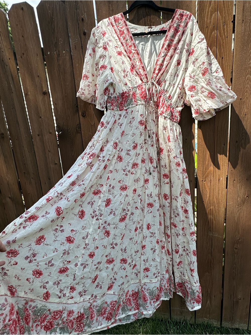 Free People Cream Maxi Dress with Pink Floral Print - Picture 6 of 7